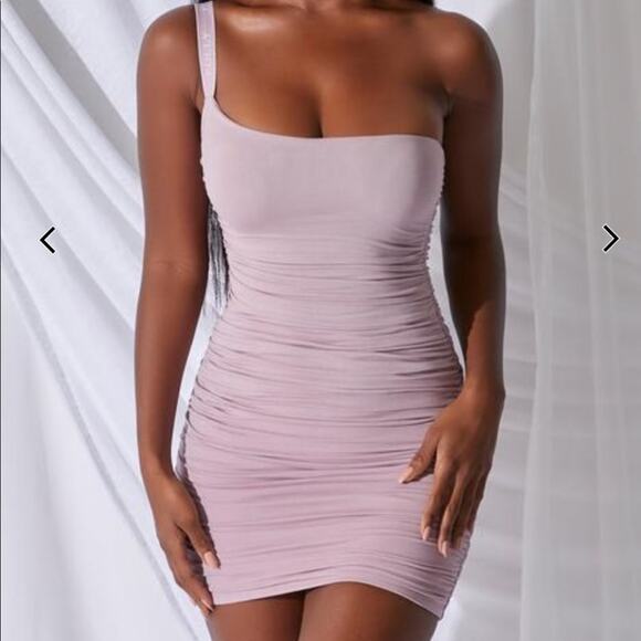 Oh Polly One And Only One Shoulder Asymmetrical
Bodycon Mini Dress In Mauve - Picture 1 of 6